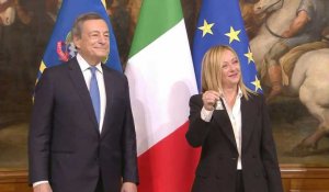Italie: cérémonie de passation de pouvoir entre Mario Draghi et Giorgia Meloni