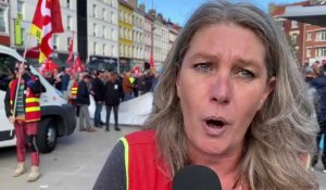 Interview de Christelle Veignie, employée de la fonction publique territoriale, lors de la manifestation du 18 octobre à Dunkerque