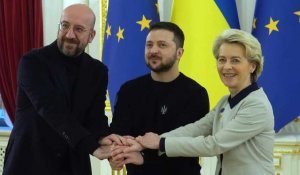 Sommet Ukraine-UE: Ursula von der Leyen et Charles Michel sont accueillis par Zelensky
