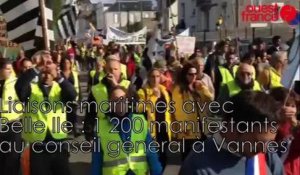 Liaisons maritimes avec Belle Ile : 1 200 manifestants au conseil général à Vannes