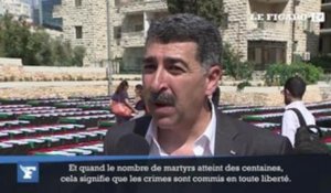 Ramallah : des centaines de cercueils vides pour symboliser les Palestiniens morts