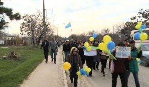 Crimée: manifestation des Tatars contre le référendum