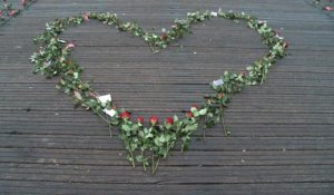 Des roses sur le pont des Arts à Paris pour la Saint-Valentin