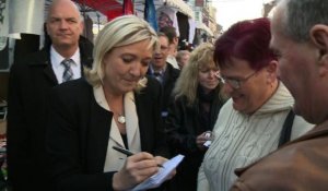 Marine Le Pen en campagne dans le Pas-de-Calais