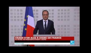 François Hollande : "Les conditions de l'accident laissent penser qu'il n'y aurait aucun survivant"
