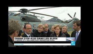 CRASH A320 - F. Hollande, A. Merkel et M. Rajoy sont arrivés sur le site du crash