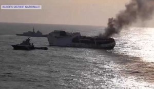 Incendie sur le navire italien Grande America à l'ouest des côtes bretonnes