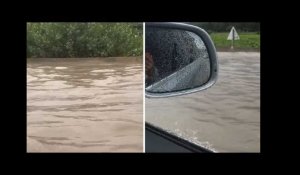 Orages: Près d'Avignon, les fortes pluies ont transformé l'autoroute A7 en fleuve
