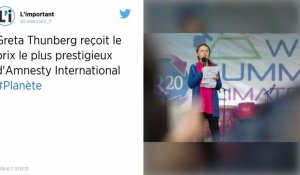 La jeune Greta Thunberg reçoit un prix décerné par Amnesty International