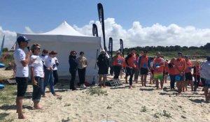 Locmariaquer. Départ de la course élite du SNSM Morbihan Paddle Trophy