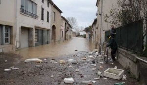 Le bas du village de Puichéric sous les eaux ce jeudi 23 janvier