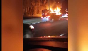 Incendie sur l'autoroute A1 près de Senlis : un poids lourd et six voitures en feu