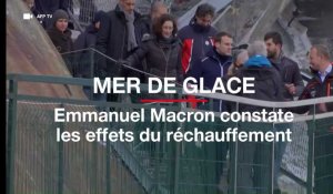 Sur la Mer de Glace, Emmanuel Macron constate les effets du réchauffement