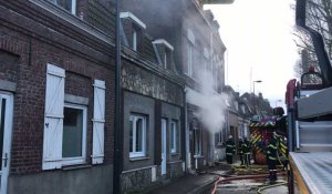 Une maison touchée par un incendie, à Roubaix