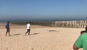 Atterrissage du drone solaire de la start up toulousaine Sunbirds sur la plage de Sangatte