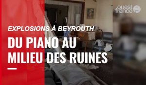 Explosions à Beyrouth : elle joue du piano dans son appartement dévasté