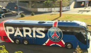 Football/Ligue des champions: Les joueurs du PSG arrivent au stade pour la finale