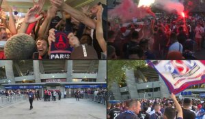 Football/Ligue des champions: les supporters du PSG se réunissent devant le Parc des Princes