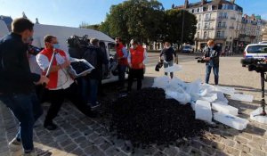 Lille : 1,5 tonnes de moules déversées devant la préfecture pour protester contre 