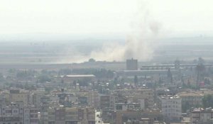 Images de fumée au-dessus de la ville syrienne de Ras al-Aïn