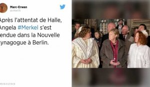 Les dirigeants allemands à la synagogue après l'attentat de Halle