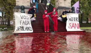 Lille: du faux sang déversé à la Citadelle pour dénoncer l’inaction climatique 