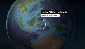 Carte animée de l'épicentre du séisme en Indonésie