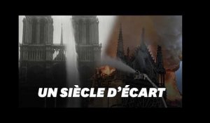 Notre-Dame de Paris arrosée par les lances à incendie un siècle auparavant