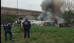 Incendie dans un campement illégal en bord de rocade