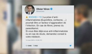 Covid-19: Olivier Véran met en garde contre la prise d'anti-inflammatoires (tweet)