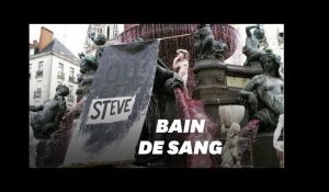 À Nantes, la mort de Steve symbolisée par une fontaine rouge sang