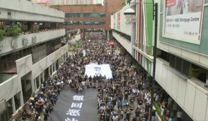 Hong Kong: Une large foule manifeste dans la banlieue Sha Tin