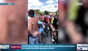 TDF2019 : Un coureur met une fessée à un spectateur - ZAPPING ACTU DU 16/07/2019