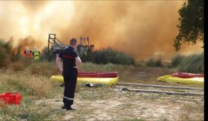 Les pompiers combattent un énorme feu de champ à Gouy (02)