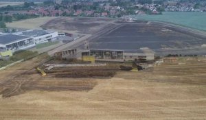 Incendie feu de champ à Herlies prise de vue aérienne par drone