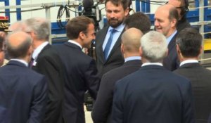 Macron arrive pour inaugurer le sous-marin nucléaire Suffren