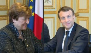 Emmanuel Macron reçoit la cheffe du FMI Kristalina Georgieva à l'Elysée