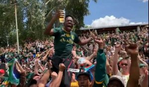 Les Sud-Africains célèbrent leur victoire à la Coupe du Monde de Rugby