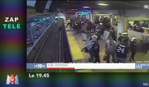 Sur le quai d'un métro Californien un homme est sauvé in-extremis par un homme qui intervient avec une rapidité incroyable ! - ZAPPING ACTU du 06/11/2019