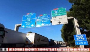 Les routiers bloquent l'autoroute A8 à hauteur d'Aix-en-Provence