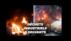 Les images saisissantes de l&#39;incendie d&#39;une usine de recyclage de déchets industriels en Espagne