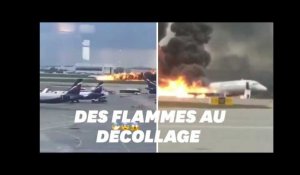 Les premières images de l&#39;avion en flamme à l&#39;aéroport de Moscou