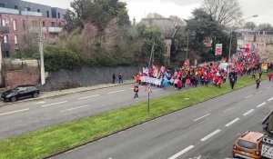 Grève du 7 mars: le passage du cortège boulevard de la Liberté à Arras