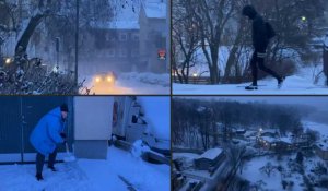 Images de neige à Stockholm alors qu'une alerte orange est émise à cause du mauvais temps