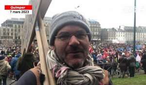 VIDÉO. Grève du 7 mars : à Quimper, ce salarié explique pourquoi il manifeste