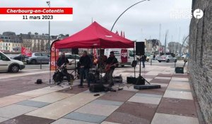VIDEO. Manifestations du 11 mars : la musique militante met de l'ambiance place des Éleïs à Cherbourg