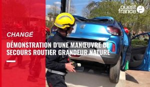 VIDÉO. Accident de la route : spectaculaire démonstration des pompiers de la Sarthe à Changé