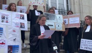 Déclaration des greffiers en grève devant le tribunal de Soissons