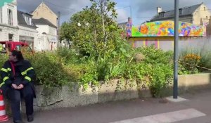 De nombreux pompiers au lendemain de l'incendie de la boulangerie Sarazin à Soissons