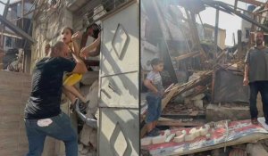 Des Palestiniens inspectent les dégâts causés par un raid israélien à Jénine, en Cisjordanie